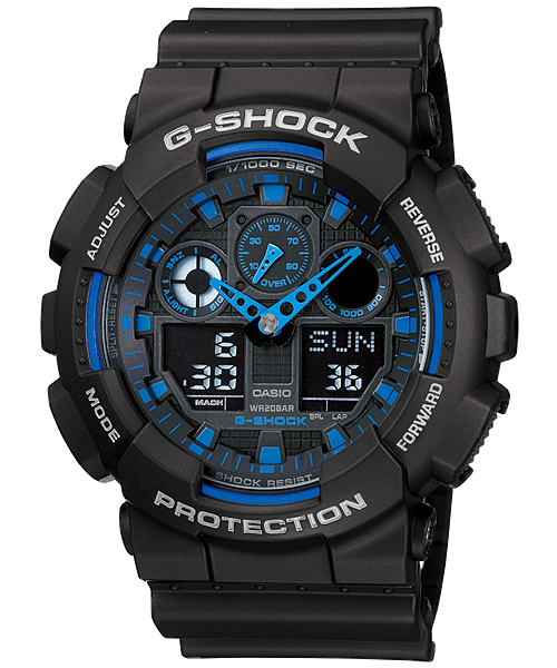 Casio Watch G SHOCK 100 Black and  Blue