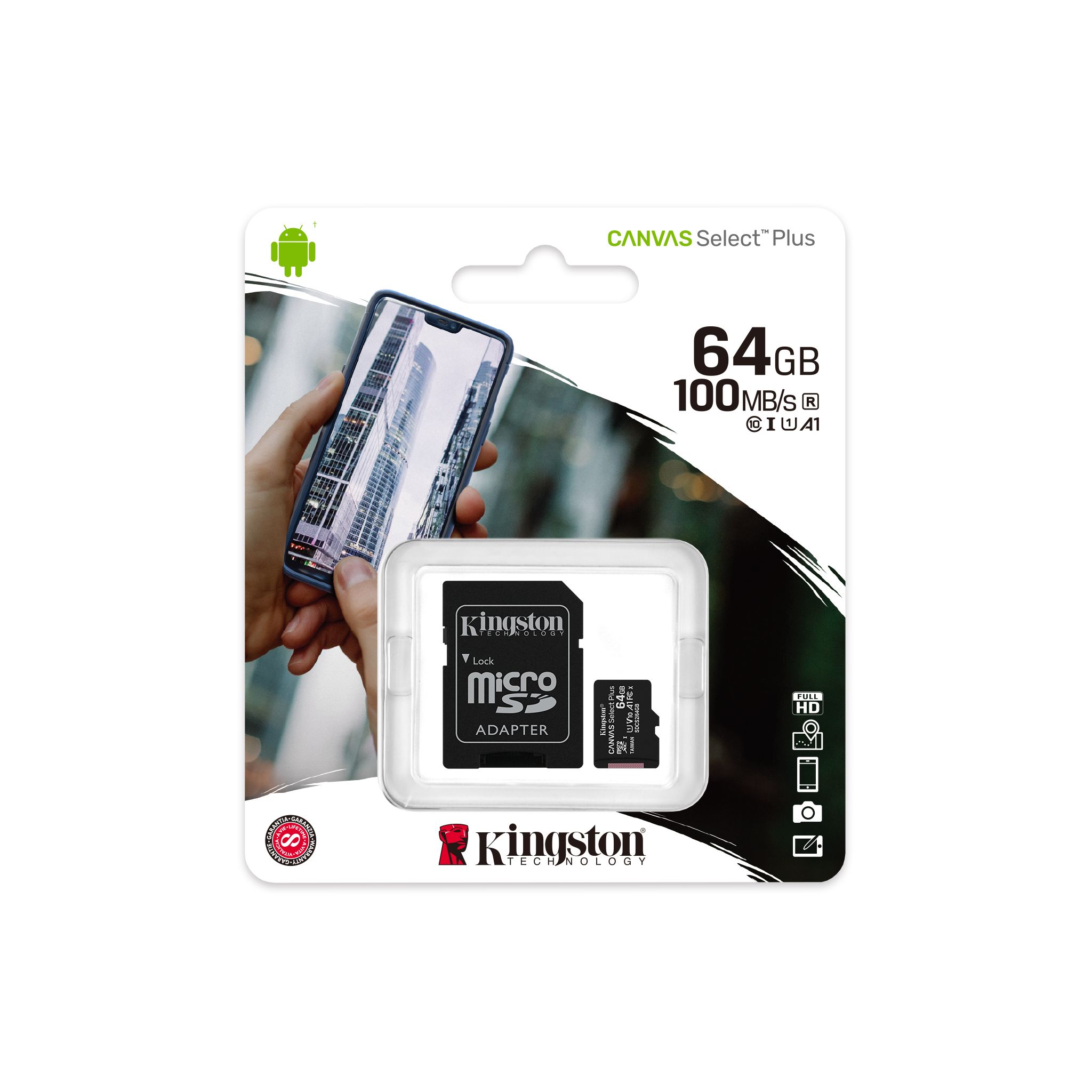 Kingston 64GB micSDXC Canvas Select Plus 100R A1 C10 ADP - DNA
